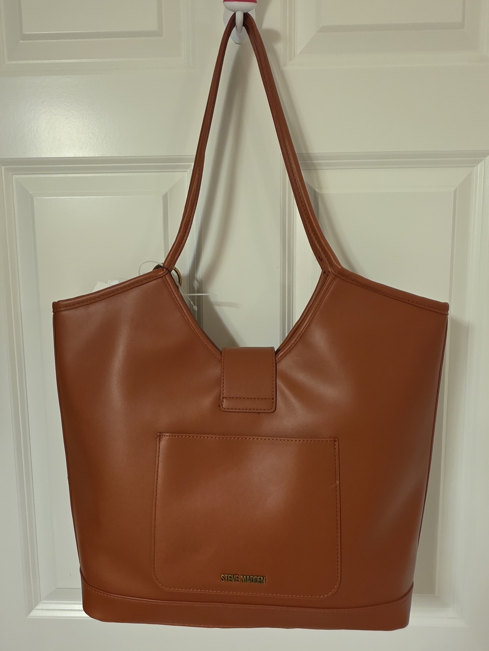 Steve Madden NWT Rust Brown Faux Leather Tote with Charm MSRP$128 - Picture 4 of 6
